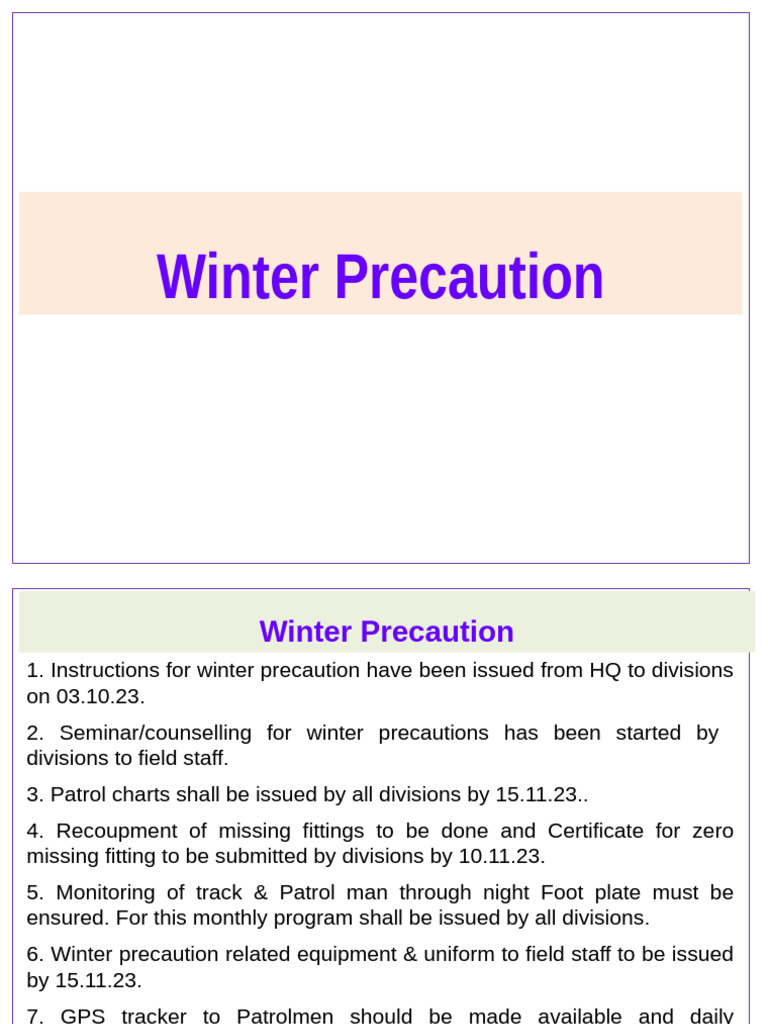 Winter Safety Precautions and Equipment Update | PDF