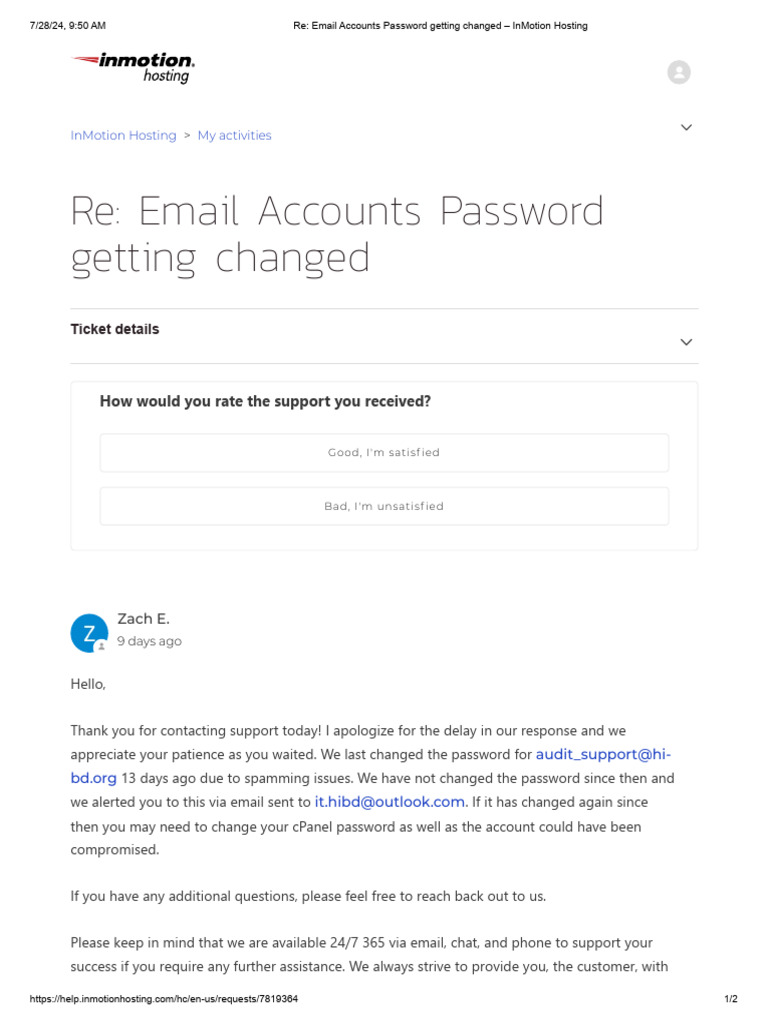 Email Password Change Issues at InMotion | PDF | Password | Computer ...