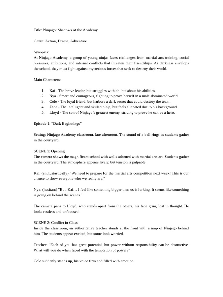 Ninjago: Shadows of the Academy Intro | PDF | General Fiction