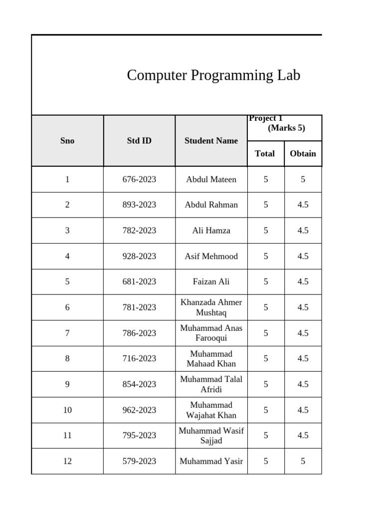 Computer Programming Lab: Project 1 (Marks 5) | PDF