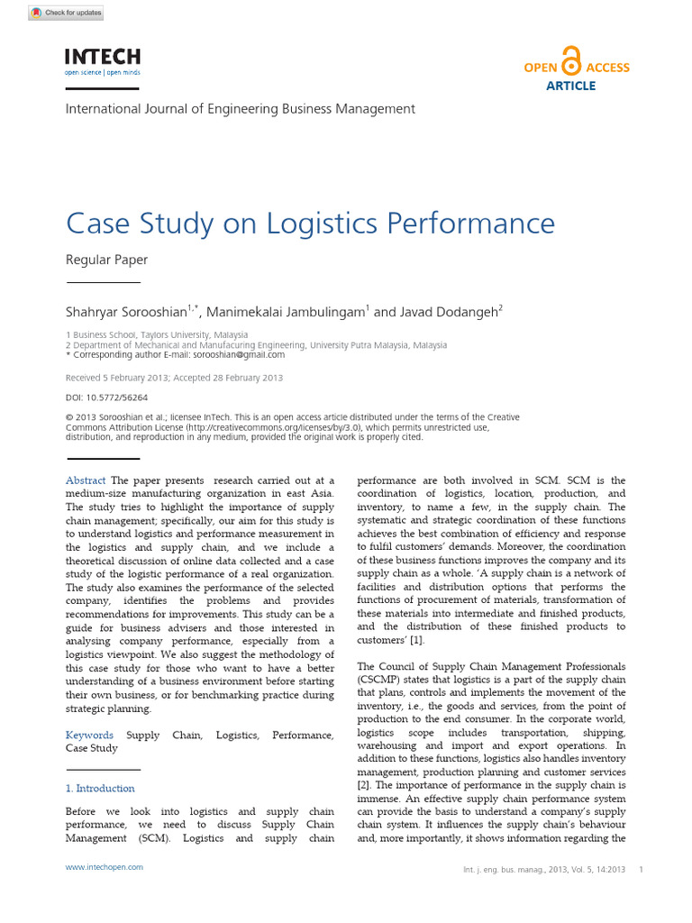 Logistics Performance Case Study | PDF | Supply Chain | Performance ...