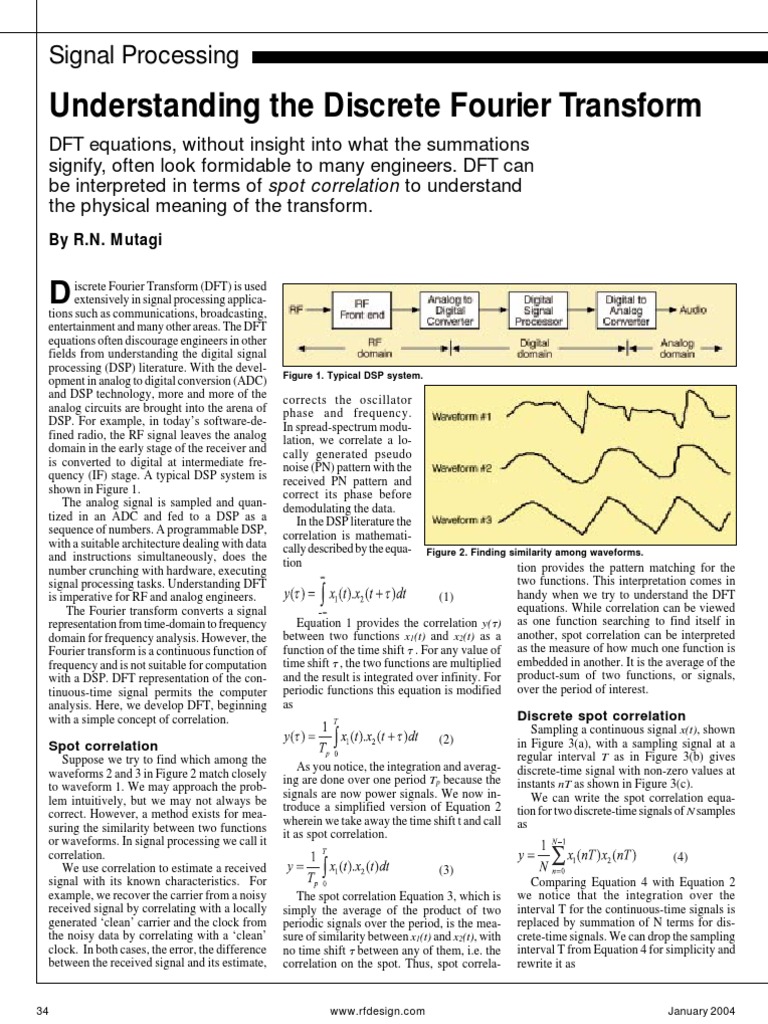 Understanding The Discrete Fourier Transform Signal Processing Download Free PDF Discrete