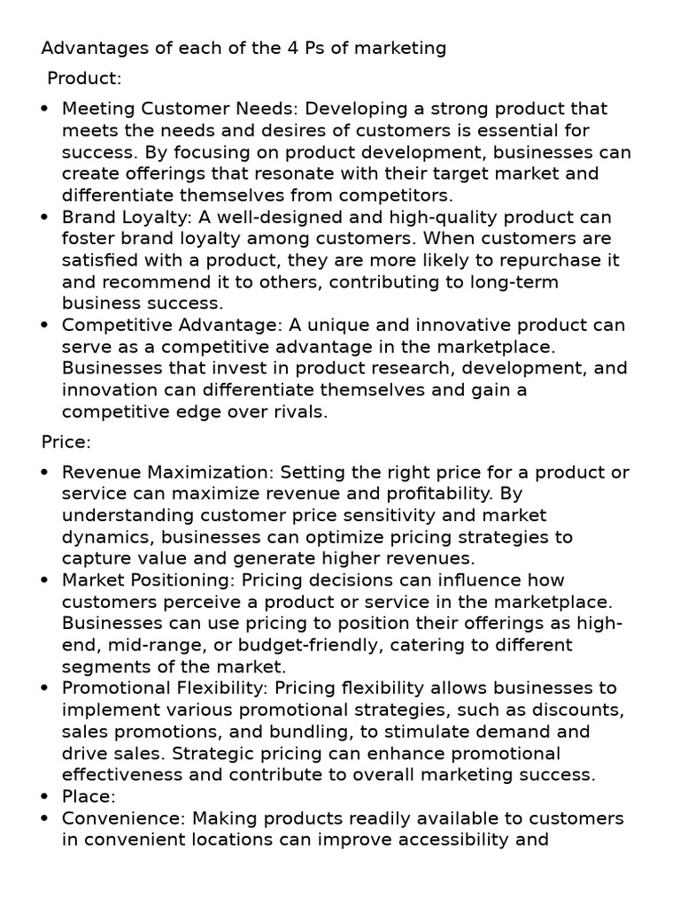 Benefits of the 4 Ps in Marketing | PDF | Pricing | Marketing