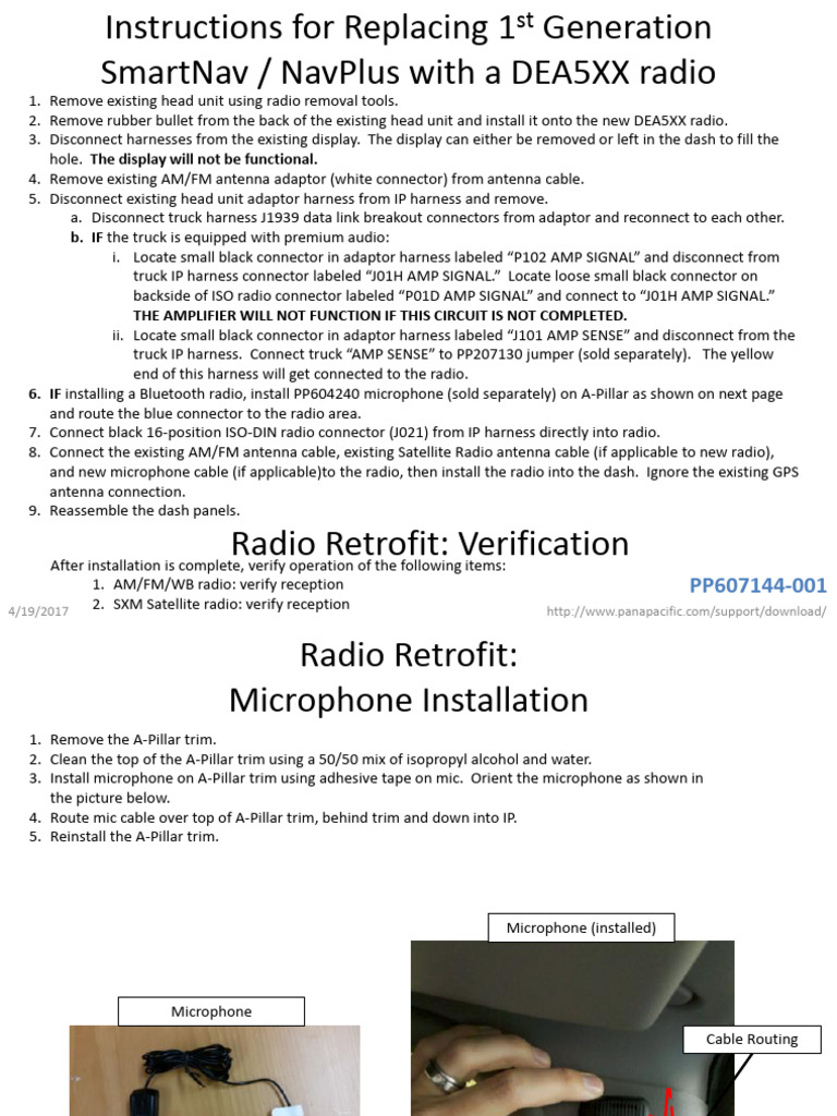 SmartNav to DEA5XX Radio Upgrade Guide | PDF | Radio | Microphone