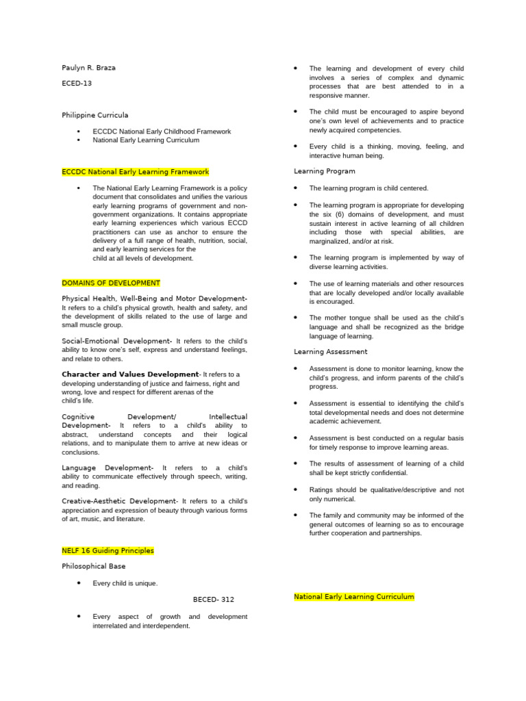 Eced 13 Braza Paulyn | PDF | Preschool | Learning