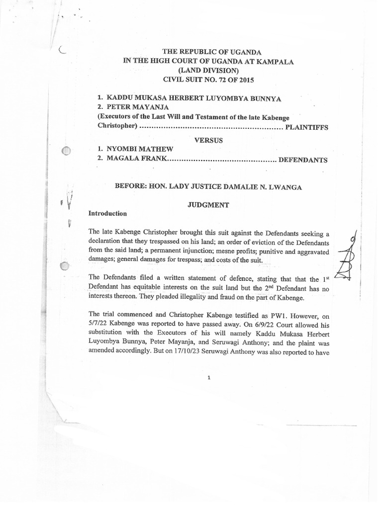 Judgement Executors of CKK VS NYOMBI-pages | PDF