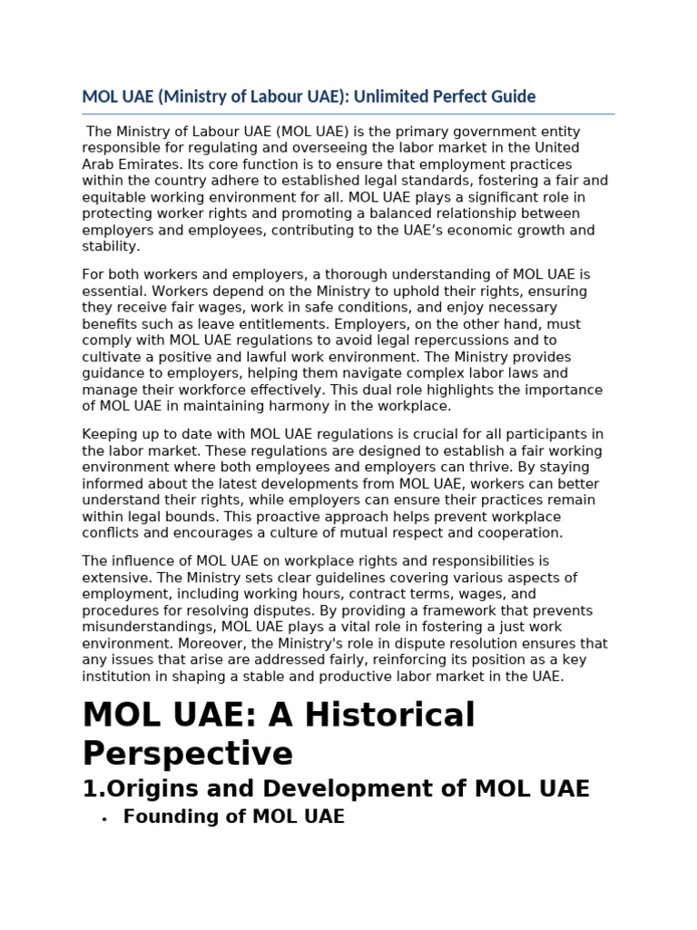 MOL UAE: Comprehensive Labor Guide | PDF | Cost Of Living | Employment