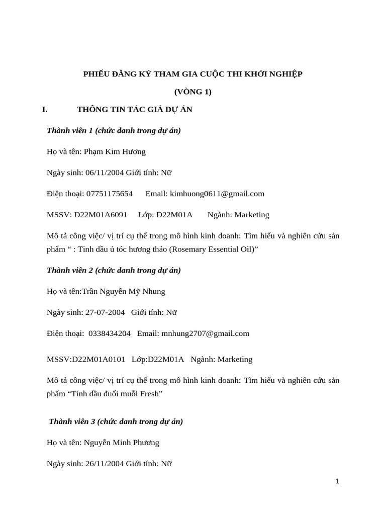 Bài dự thi khởi nghiệp Trường BETU lớp D22M01A | PDF