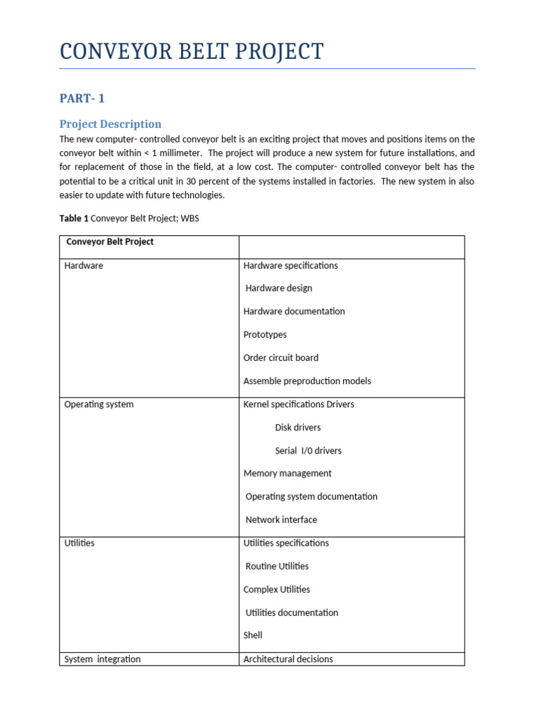 Conveyor Belt Project Management Overview | PDF