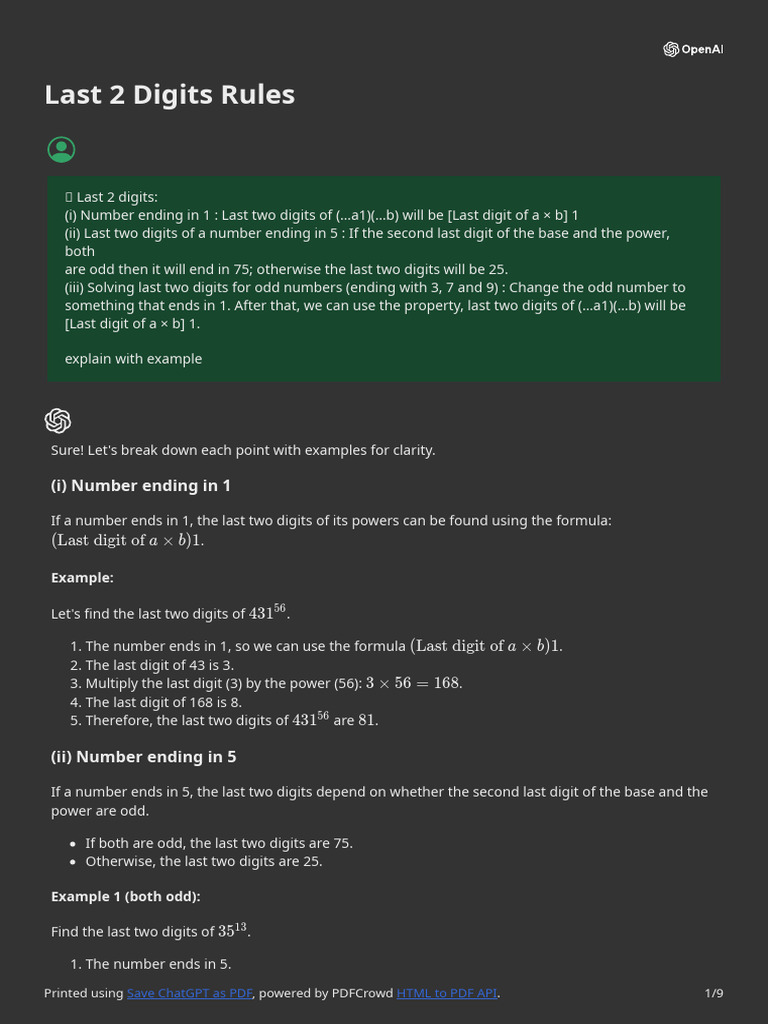 Last 2 Digits Rules | PDF | Abstract Algebra | Algebra