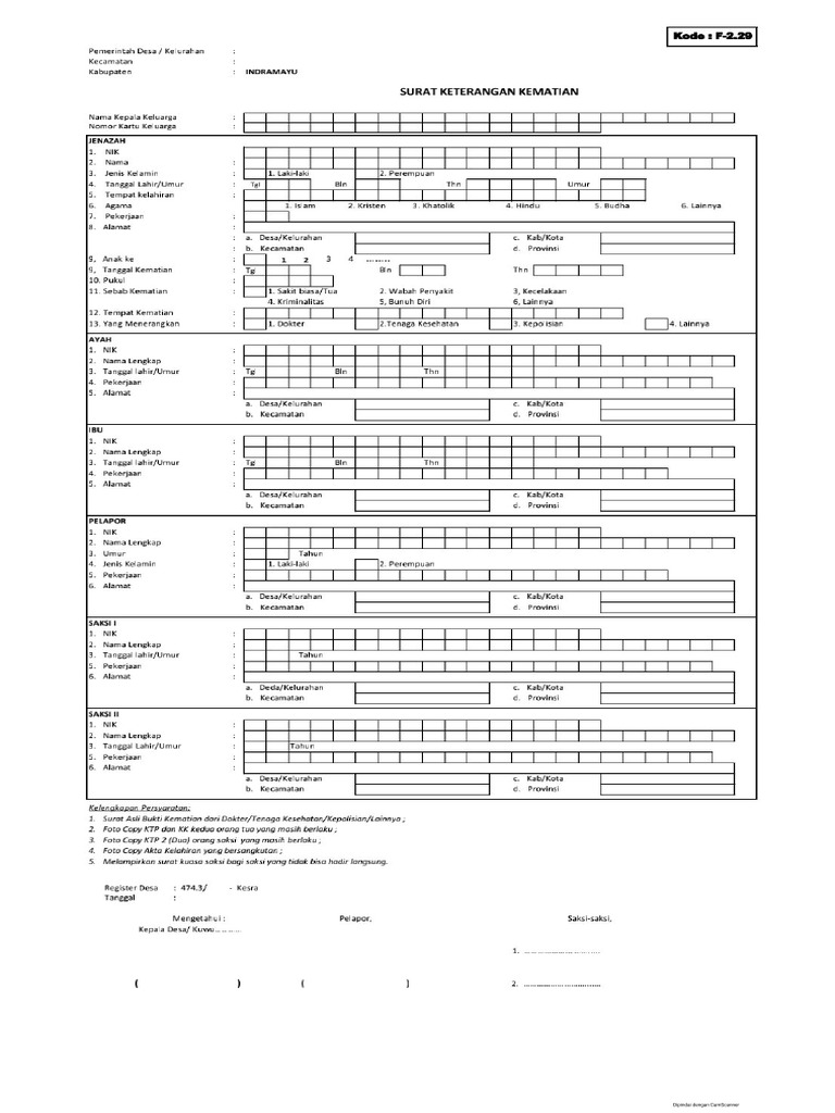 Formulir Akta Kematian Pdf