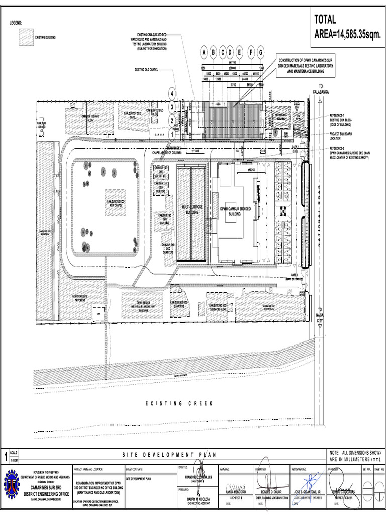 Total AREA 14,585.35sqm.: A B C D E F G | PDF | Civil Engineering