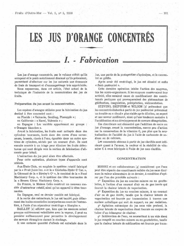 Techniques de concentration des jus d'orange | PDF | Jus | Régime et ...