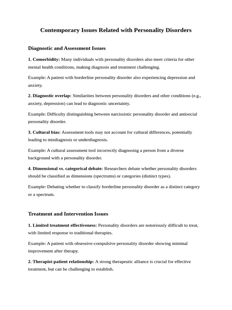 Personality Disorders: Key Issues and Trends | PDF | Personality ...