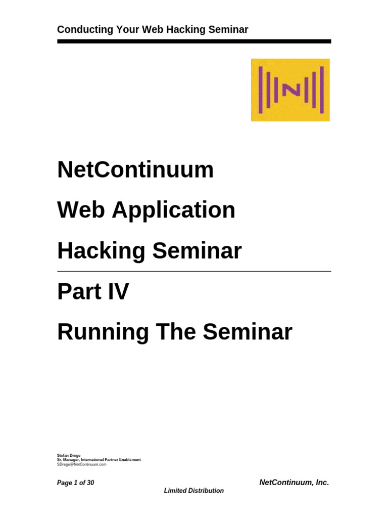 Part IV - Running The Seminar | PDF | Security Hacker | Computer Security