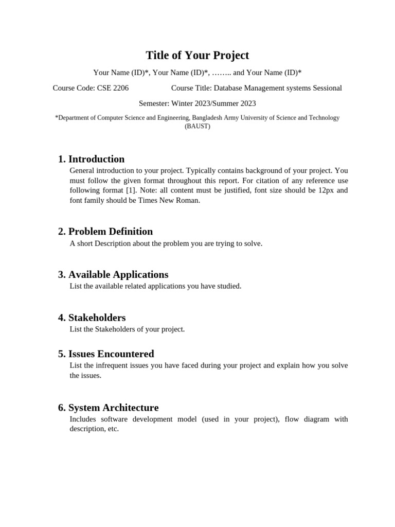 Report Format Sessional | PDF | Databases | Computer Science