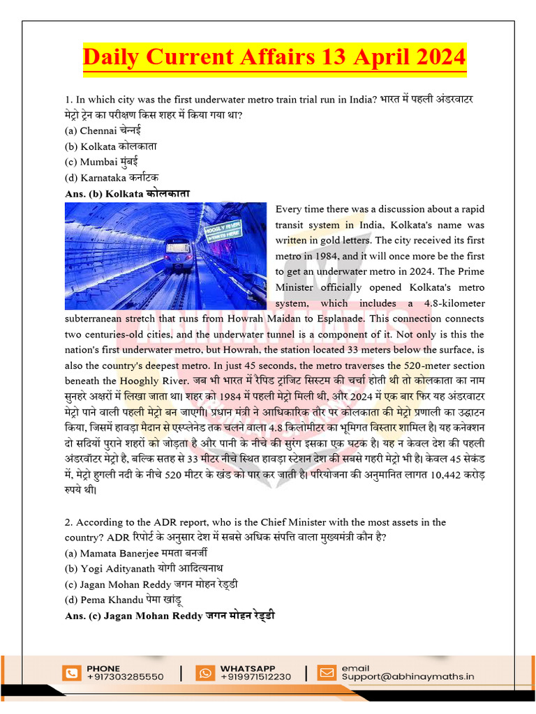 13 April 2024 Current Affairs | PDF