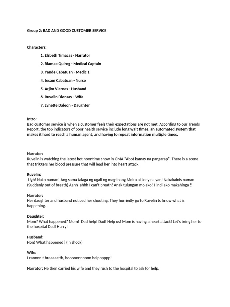 Good and Bad Customer Service in Public HealthcareCRC G 2 | PDF ...