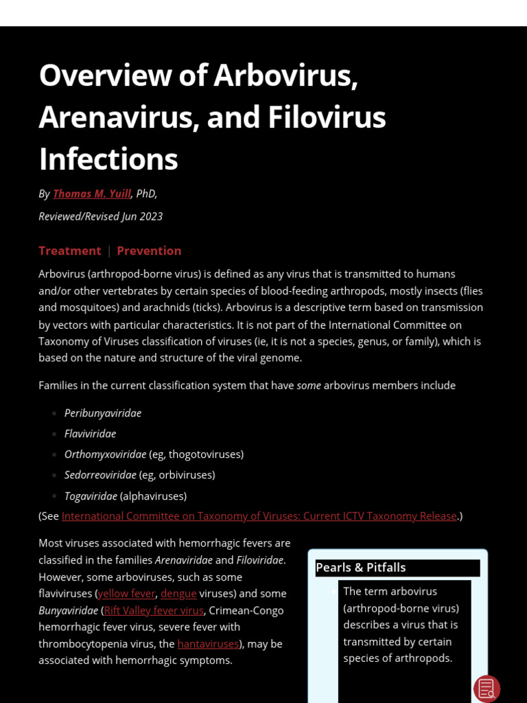 Overview of Arbovirus Infections | PDF | Bleeding | Virus