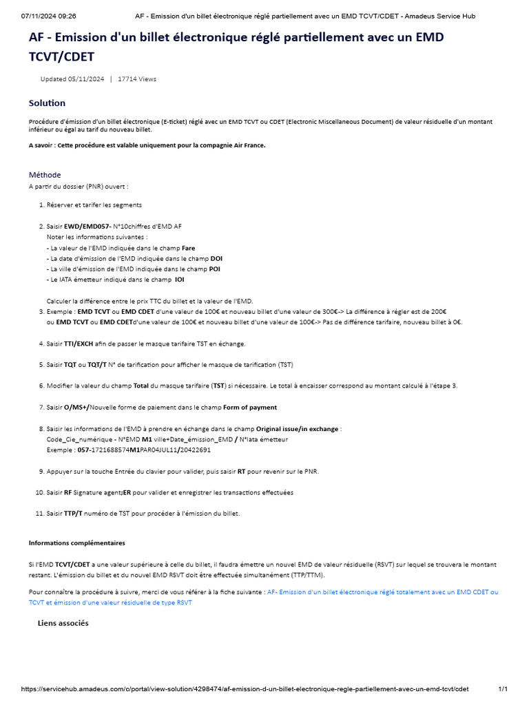 Émission Billet Électronique avec EMD | PDF | Finance et gestion ...