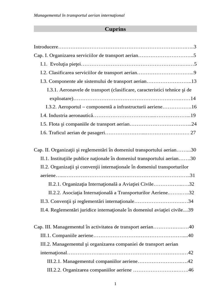 Managementul in Transportul Aerian International | PDF