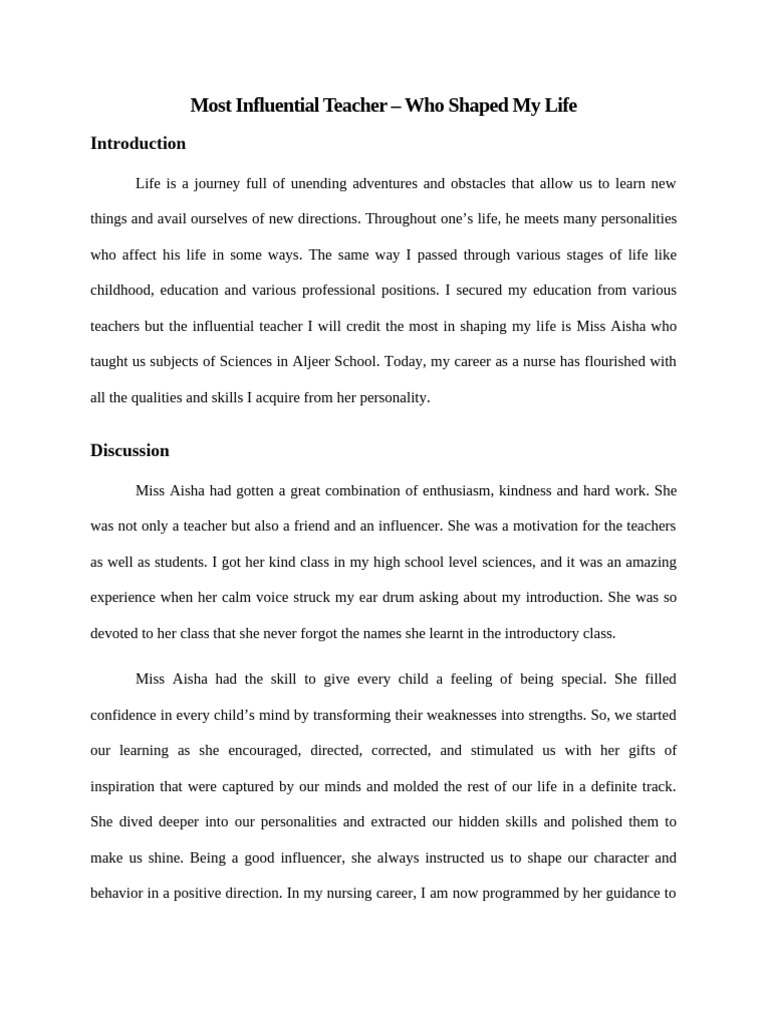 Influential Teacher Pdf Teachers Learning