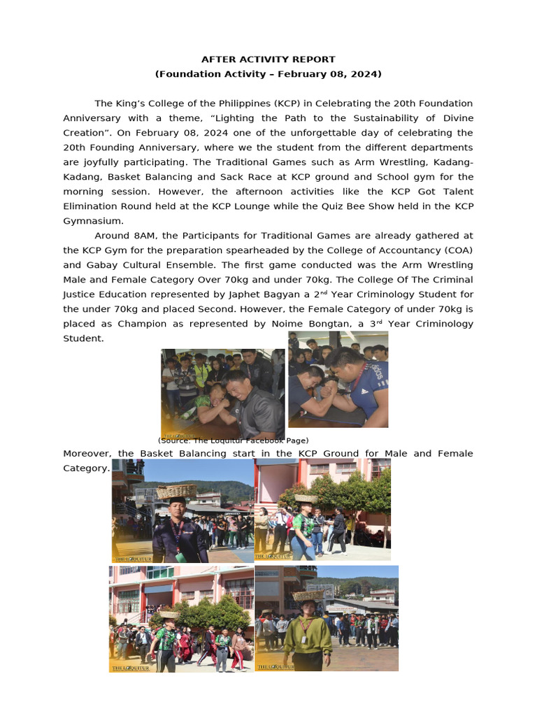 KCP 20th Foundation Anniversary Events | PDF | Sports & Recreation | Travel