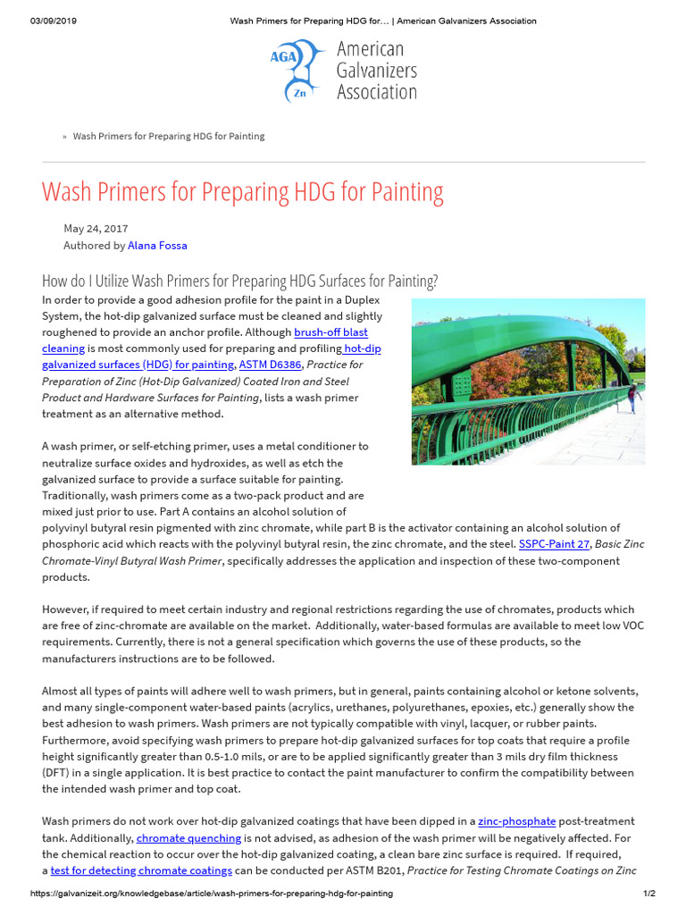Wash Primers for HDG Surface Preparation | PDF | Paint | Galvanization