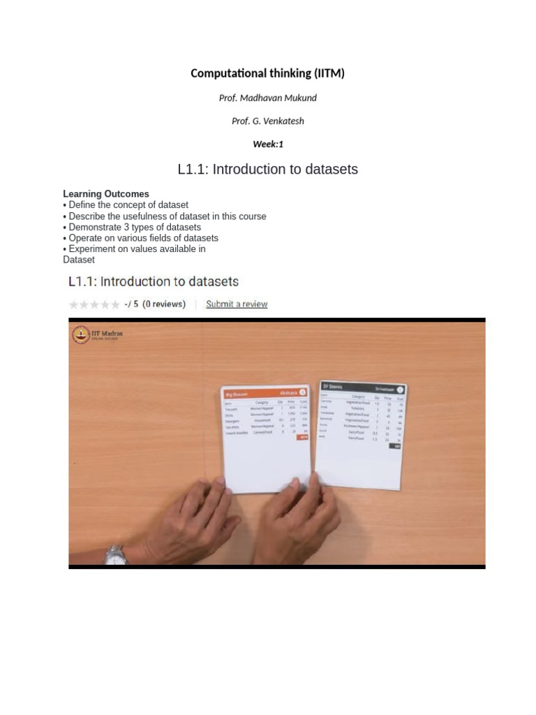 Iitm Computational Thinking Overview Pdf