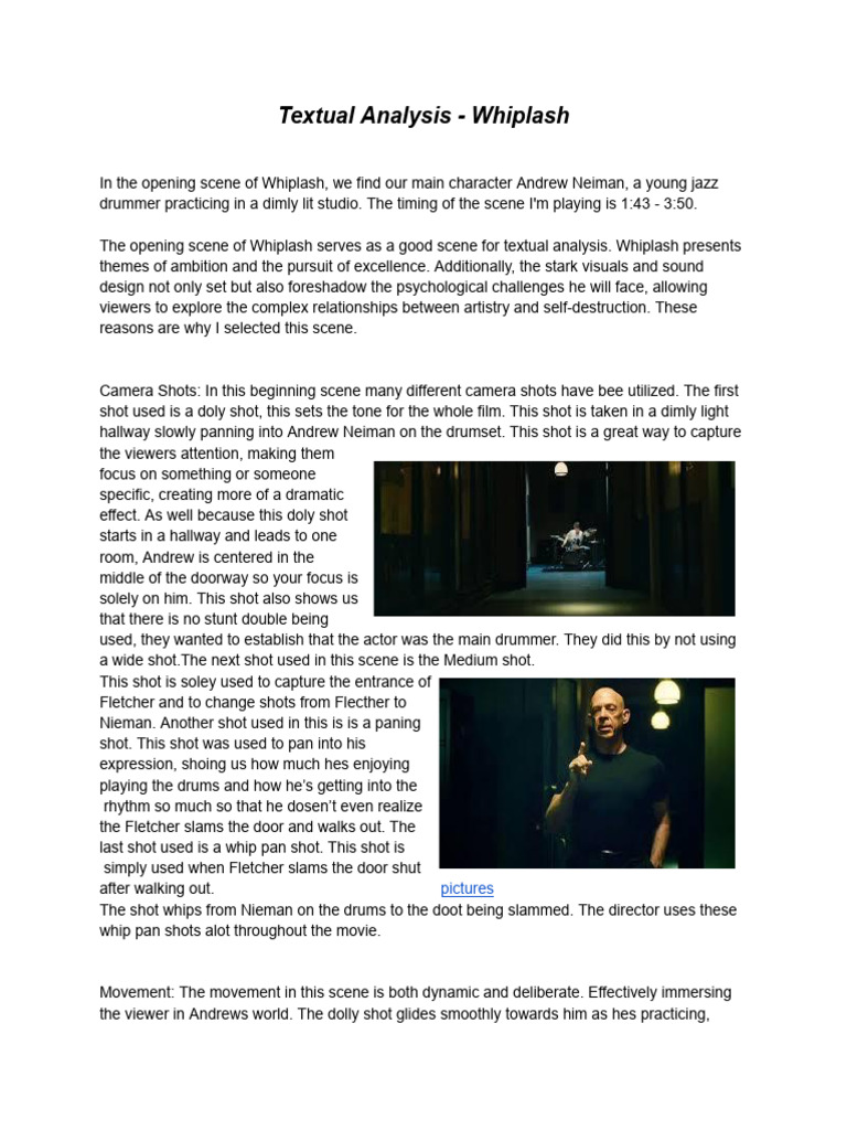 Whiplash Opening Scene Analysis | PDF | Art | Self-Improvement