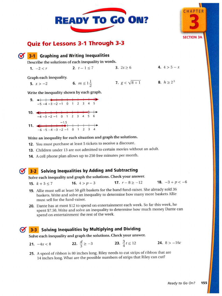 Algebra 1 CH 03 Quiz 1 | PDF