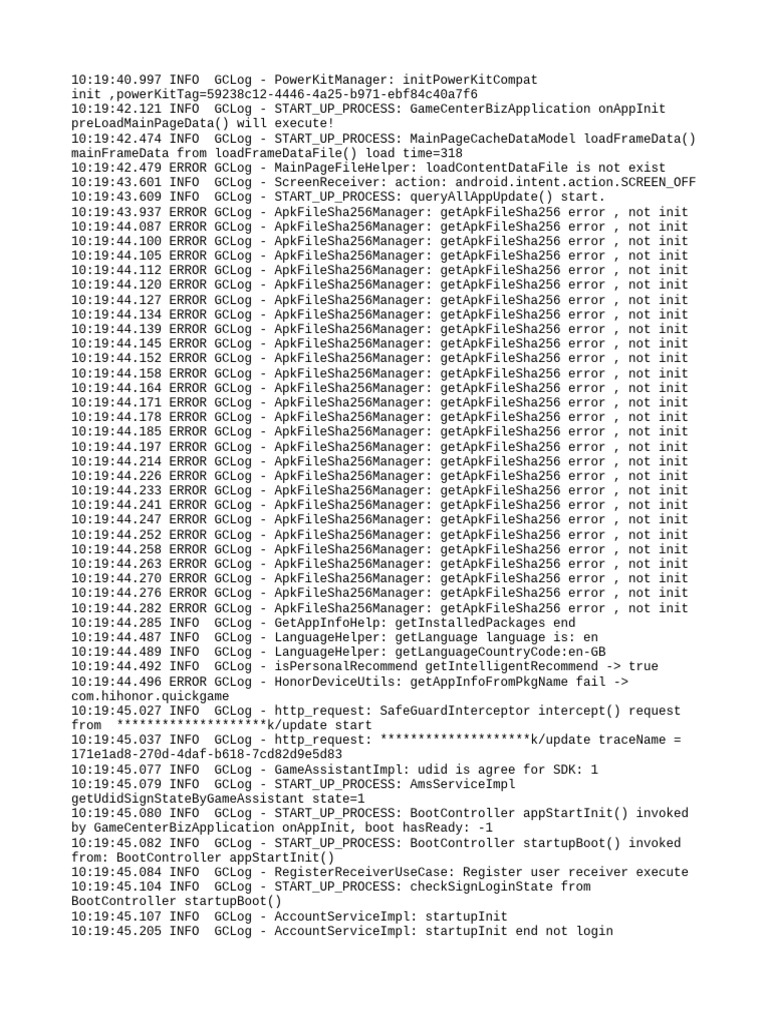 GameCenterBizApplication Log Analysis | PDF | Application Layer ...