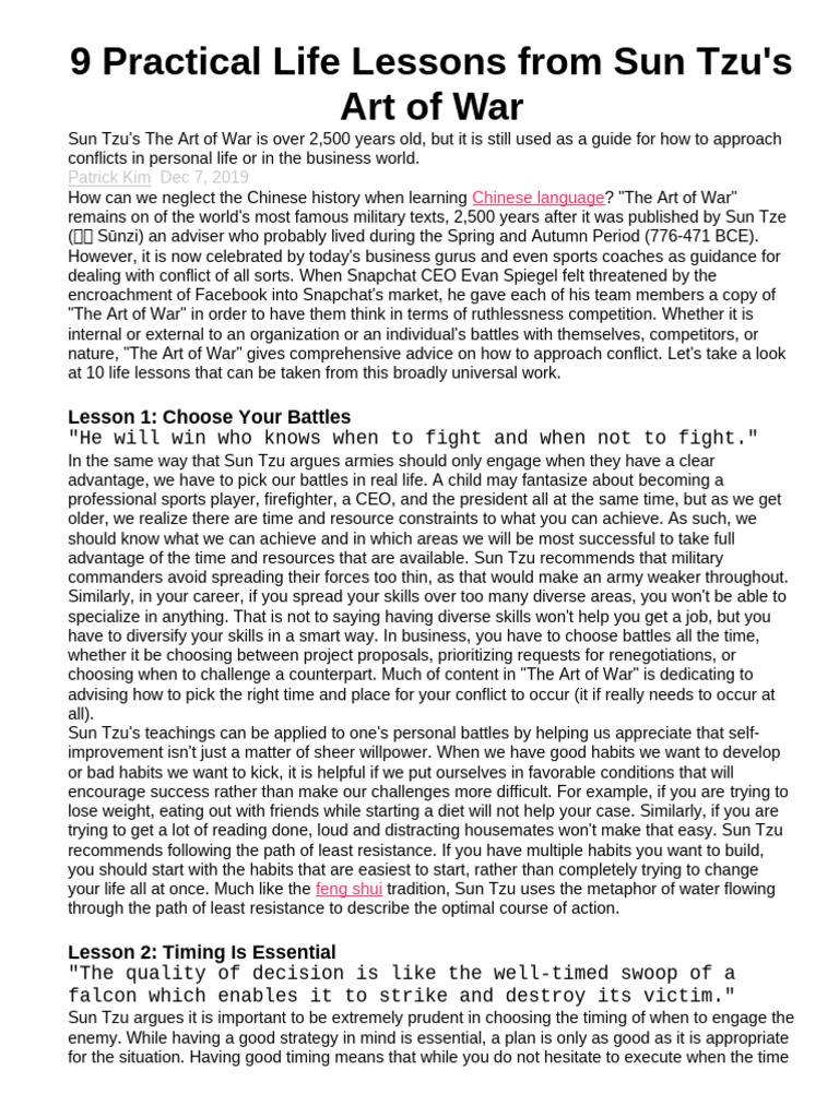Life Lessons from Sun Tzu's Teachings | PDF | The Art Of War