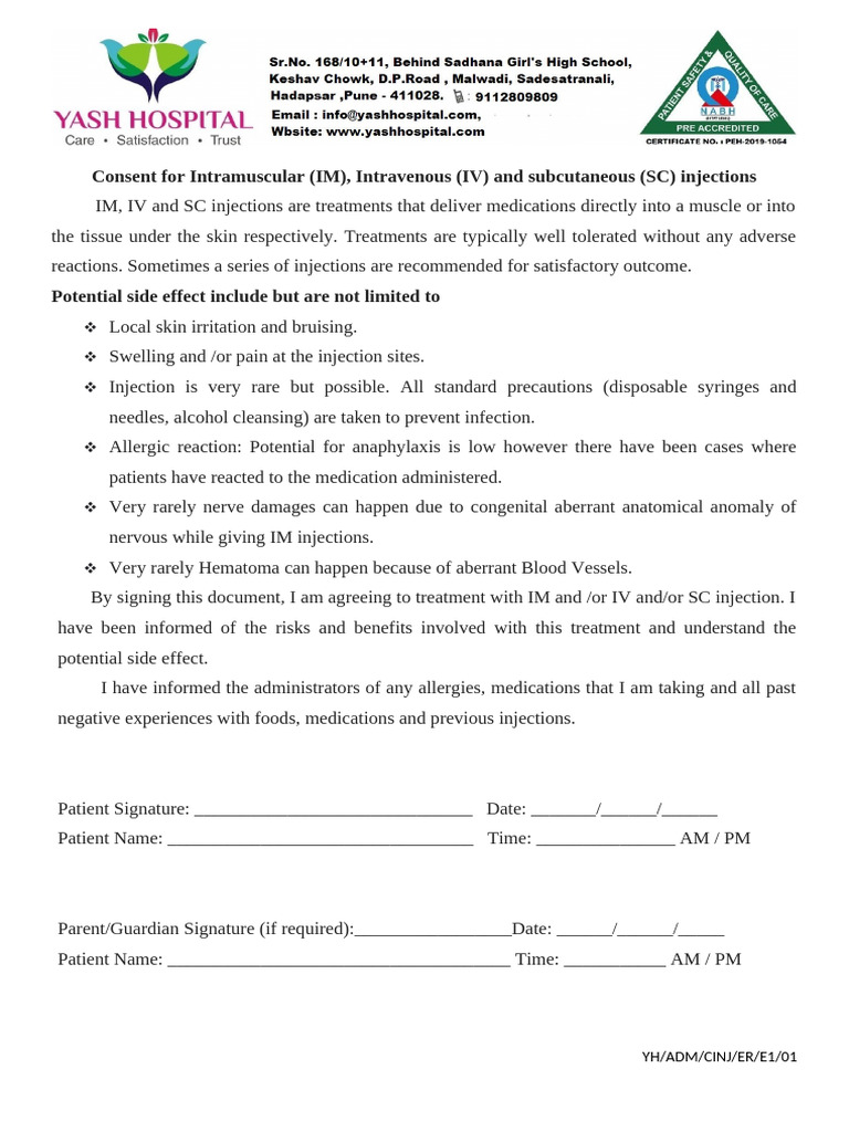 IM Injection Consent Form | PDF | Science & Mathematics