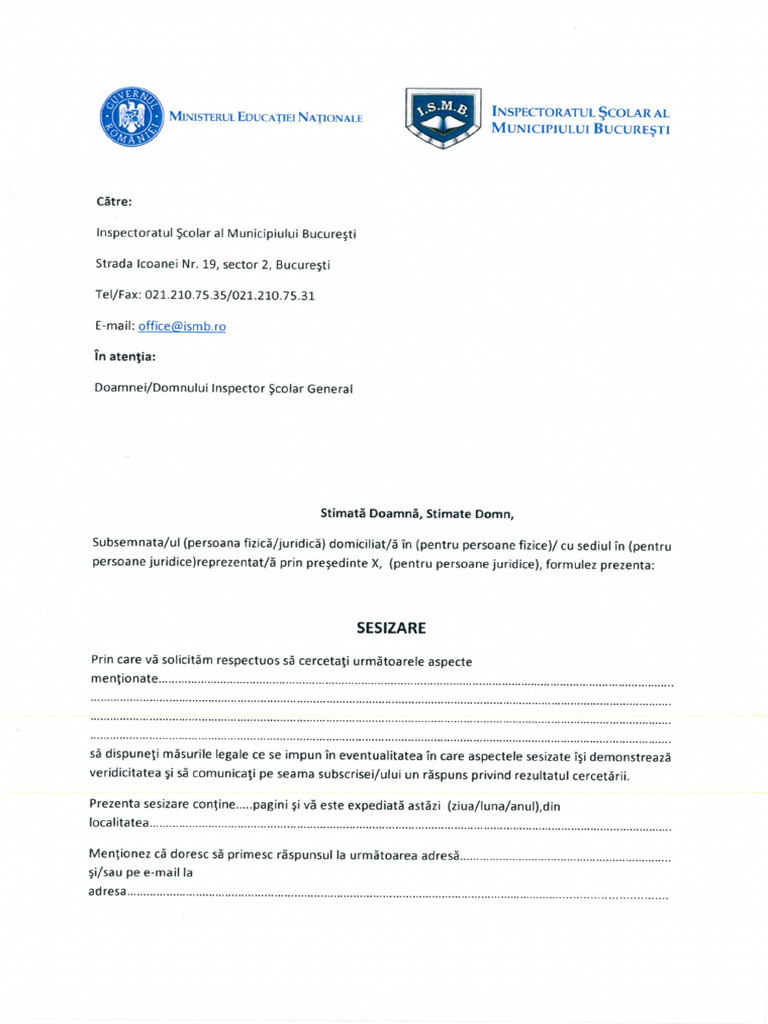 Model Sesizare | PDF