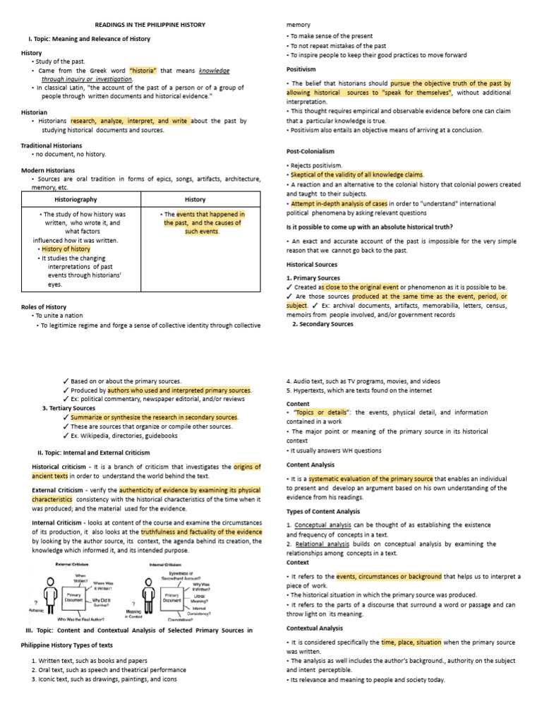 Midterm Reviewer Readings in The Philippine History Gec002 | PDF ...