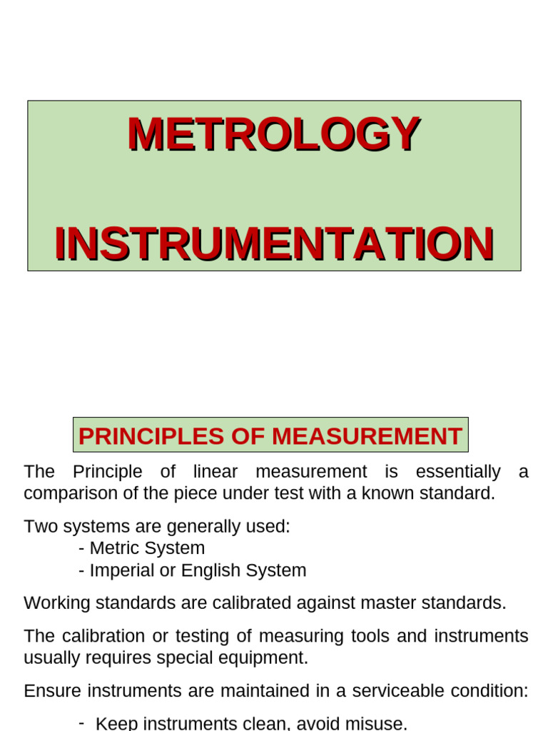 Metrology Instrumentation | PDF