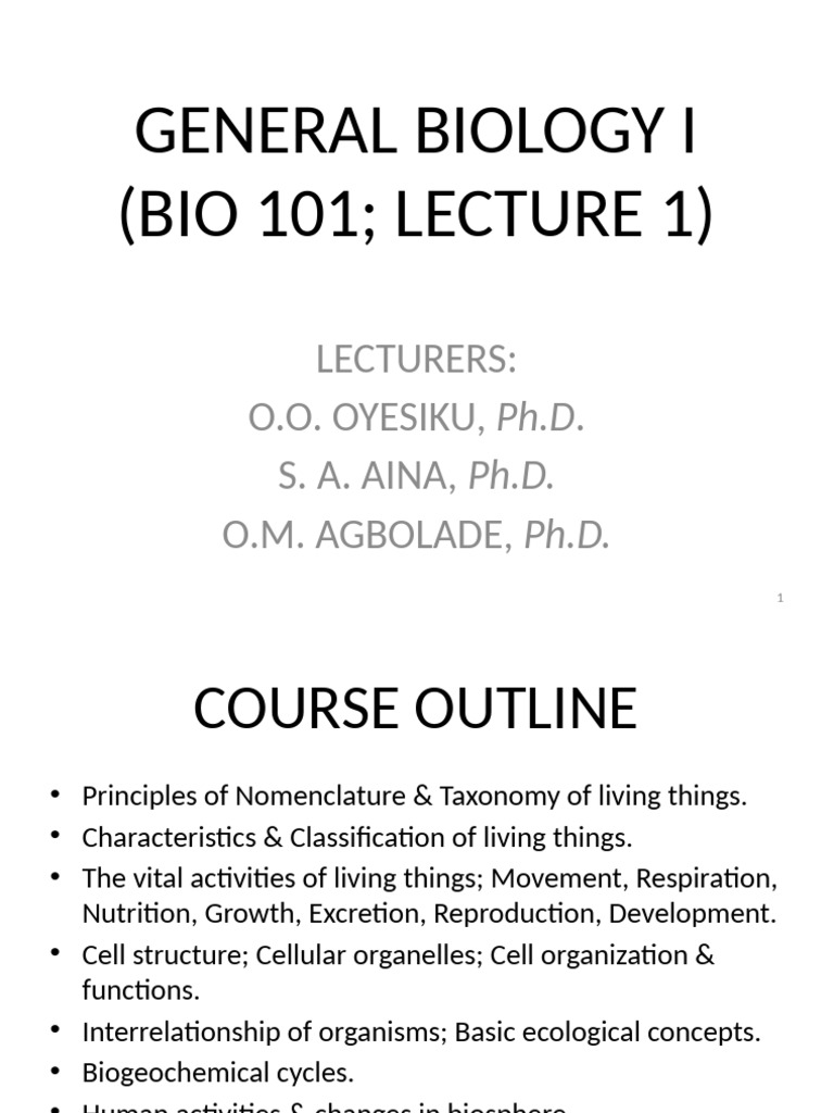 General Biology I (PPT Lecture 1 & 2) | PDF | Virus | Bacteria