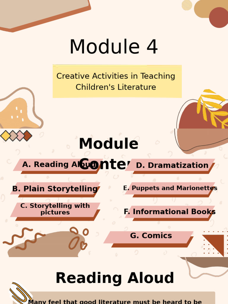 Children and Adolescent Literature Module 4 | PDF | Puppets | Storytelling