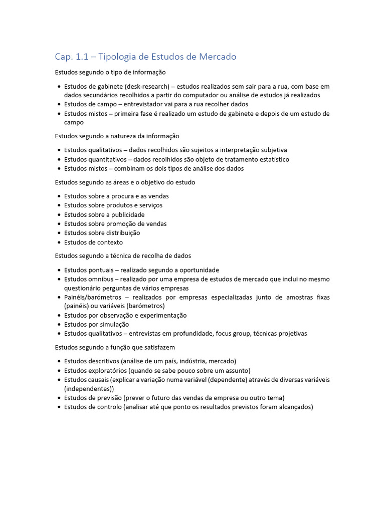 Tipos e Importância dos Estudos de Mercado | PDF | Experimento | Marketing