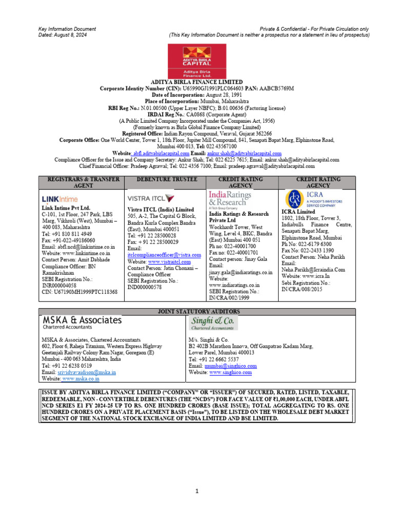 Private Placement NCD Offer | PDF | Securities (Finance) | Investing