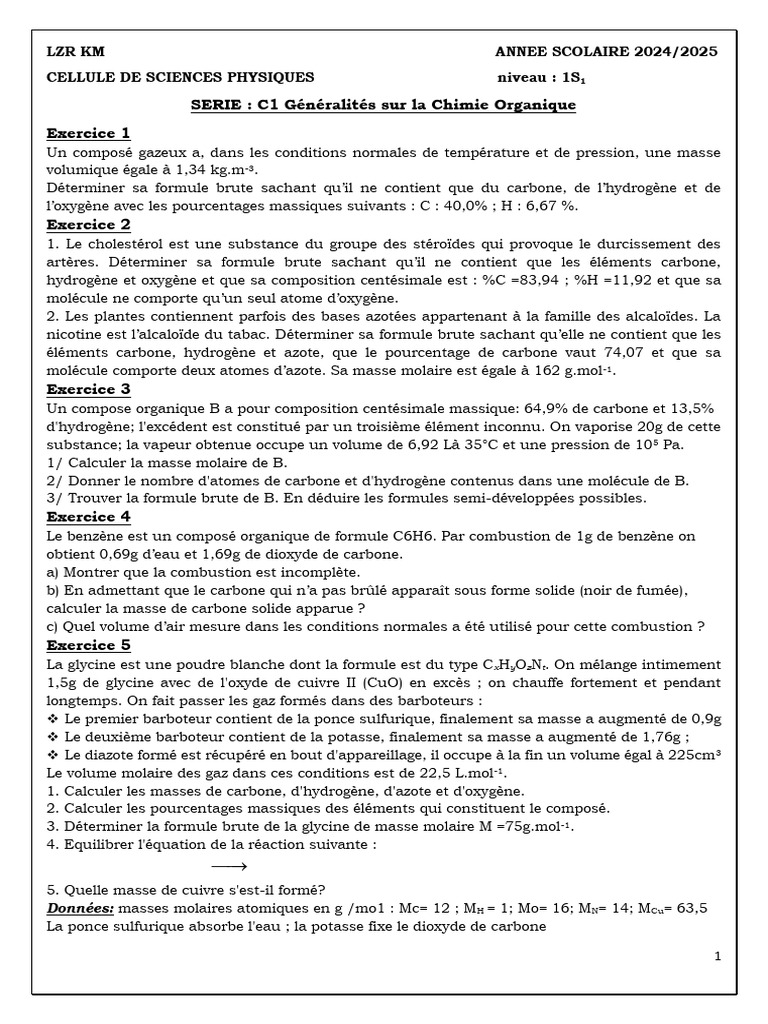 Généralités sur la Chimie Organique | PDF | La combustion | Carbone