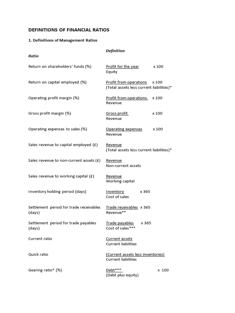 Definitions of Financial Ratios | PDF | Dividend | Equity (Finance)
