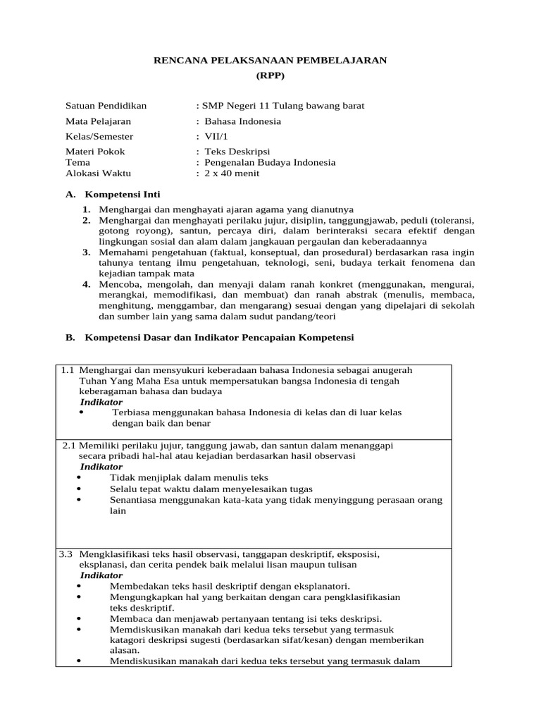 RPP B Indonesia | PDF