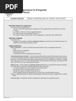 Texas Tobacco Retailer Permit Application | PDF | Cigarette