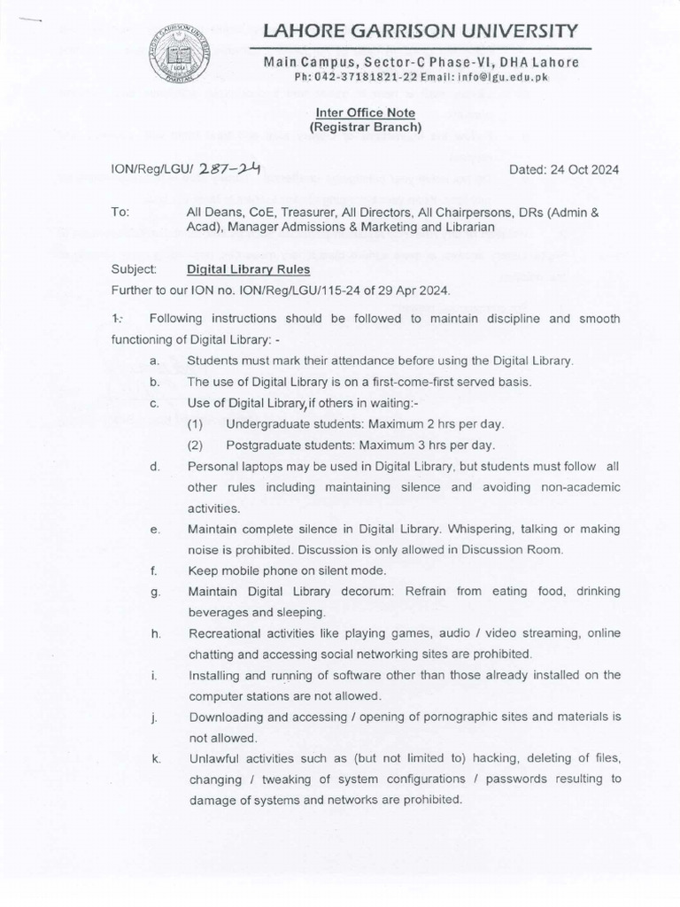 Digital Library Rules | PDF