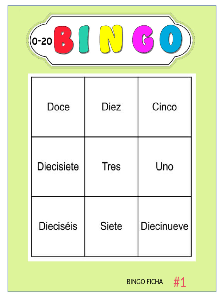 Bingo 0 20 Numeros en Letra | PDF | Juegos y actividades
