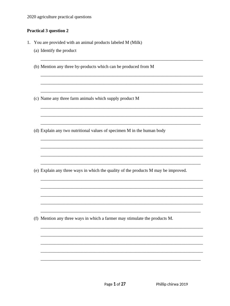 2020 Agriculture Practical Questions | PDF | Soil | Agriculture