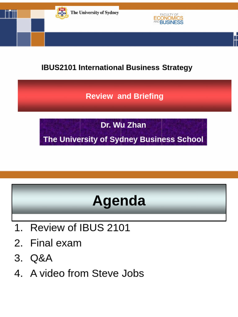 Lecture+Review+ +IBUS2101 | PDF | Strategic Management | Learning