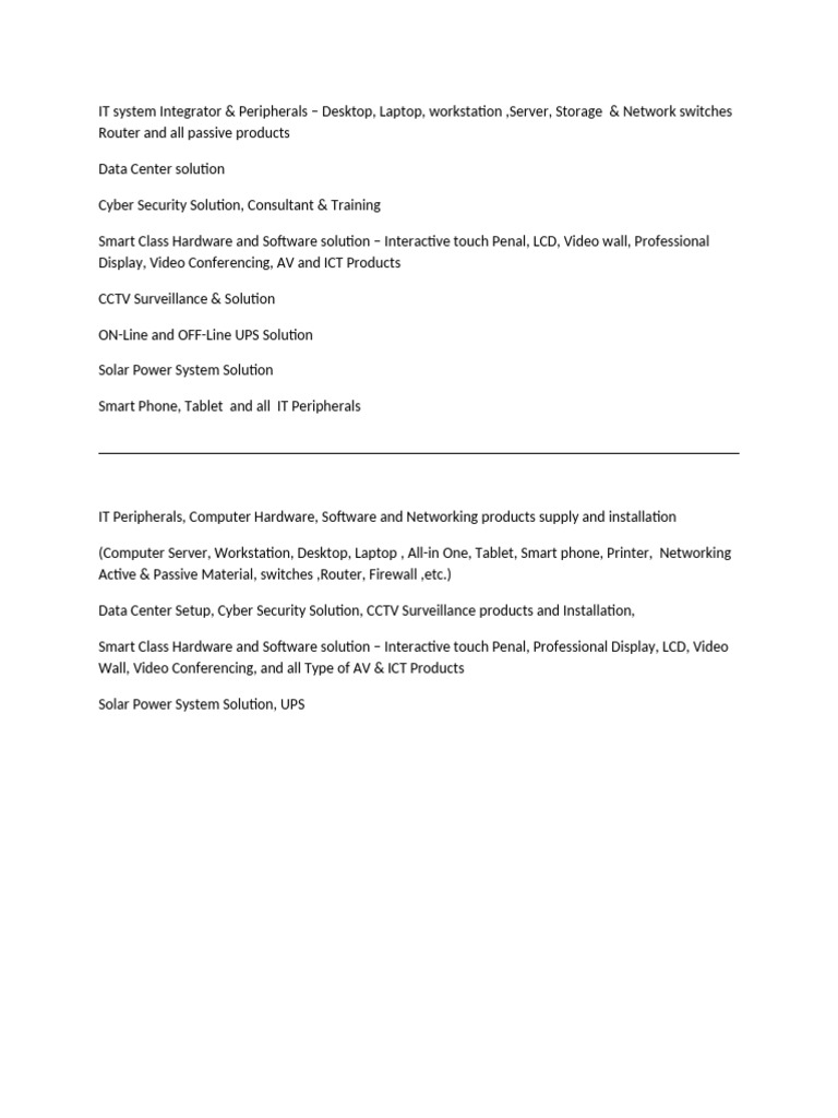 IT Solutions & Hardware Services | PDF